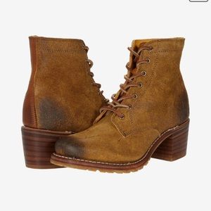 Frye Sabrina 6G Brown Leather Retro Lace Up Classic Combat Moto Ankle Booties
